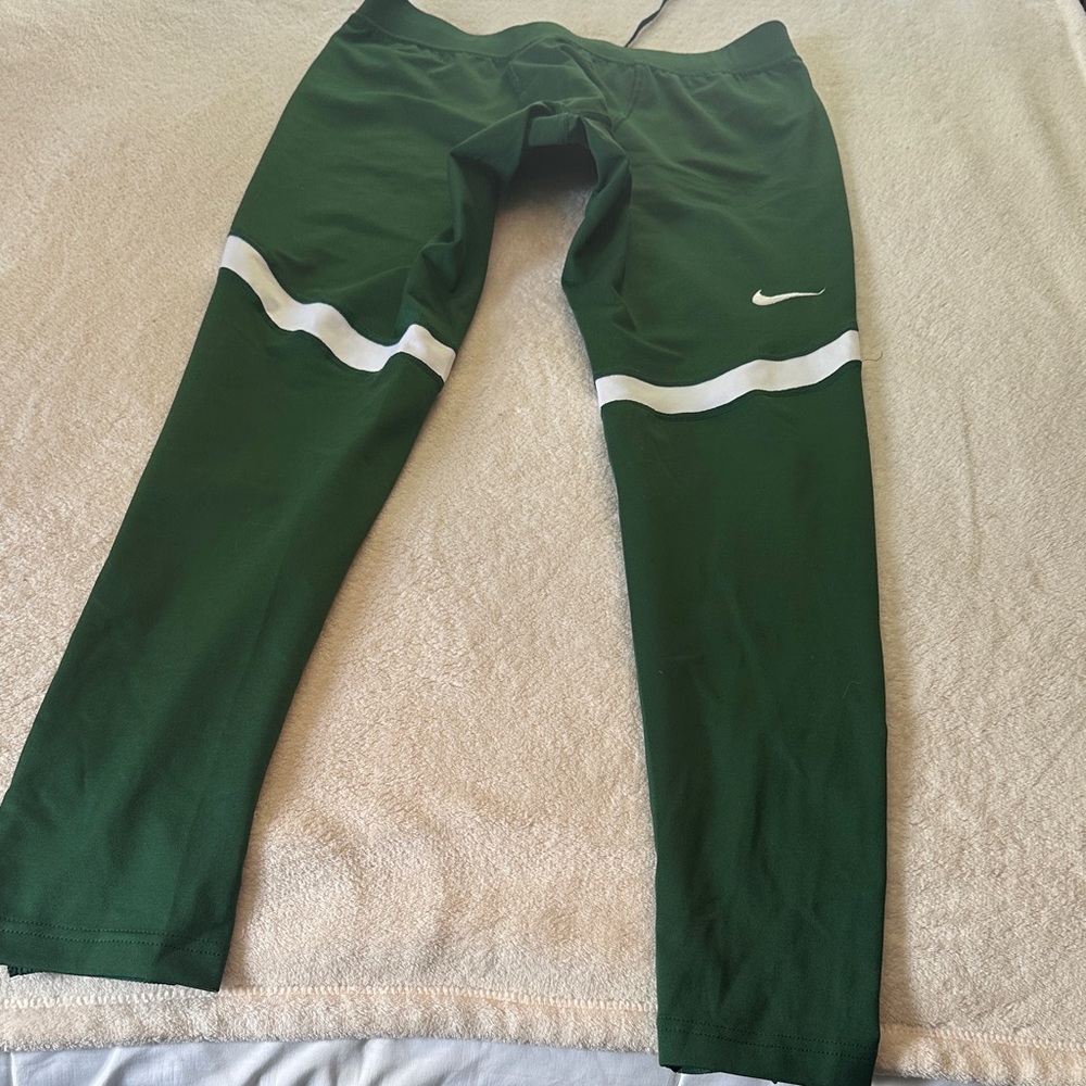 Nike Forest Green Leggings with White Accents